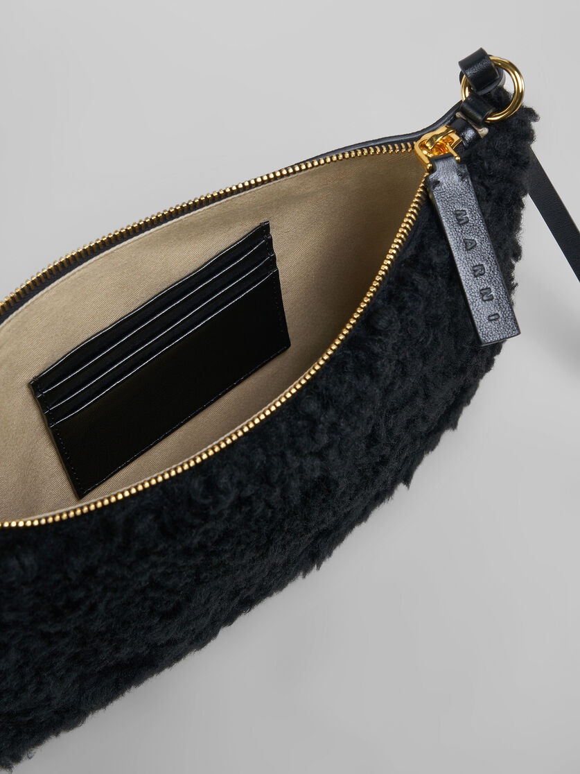 BLACK SHEARLING AND LEATHER POUCH - 4