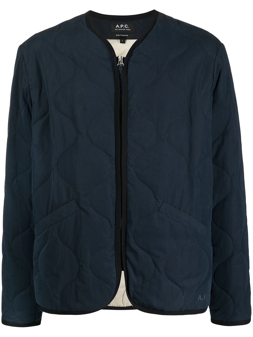 quilted front-zip jacket - 1