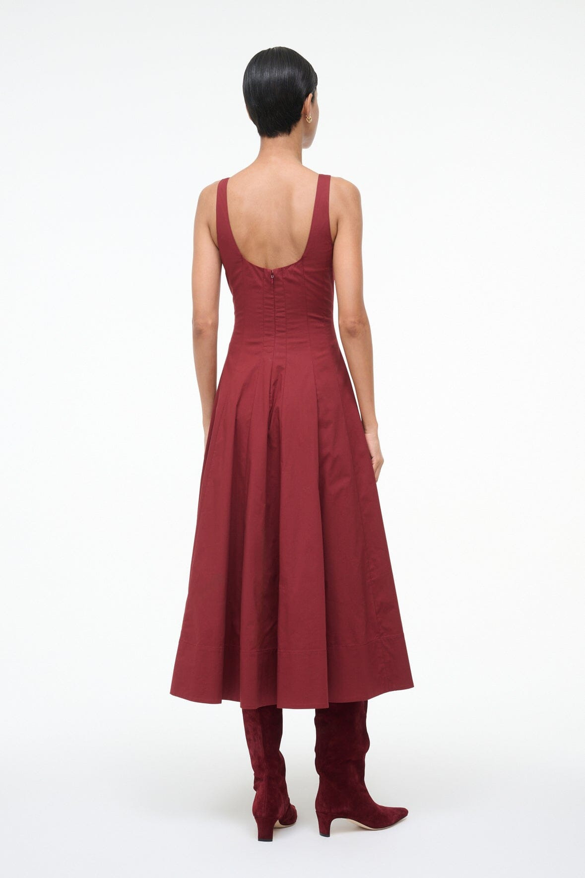 STAUD WELLS DRESS SANGRIA - 5