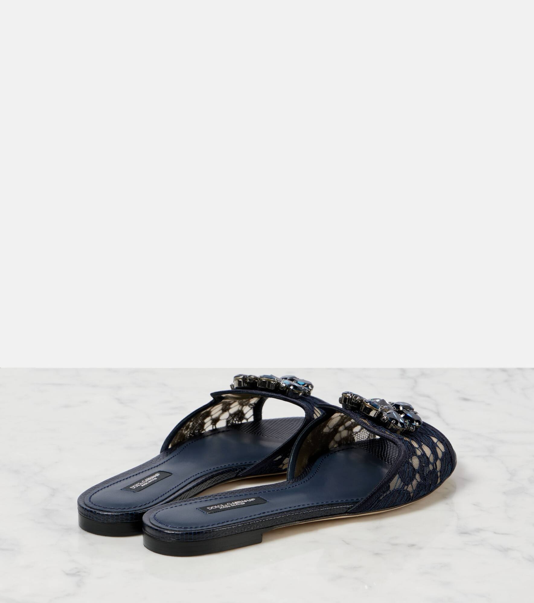 Bianca embellished lace flats - 3