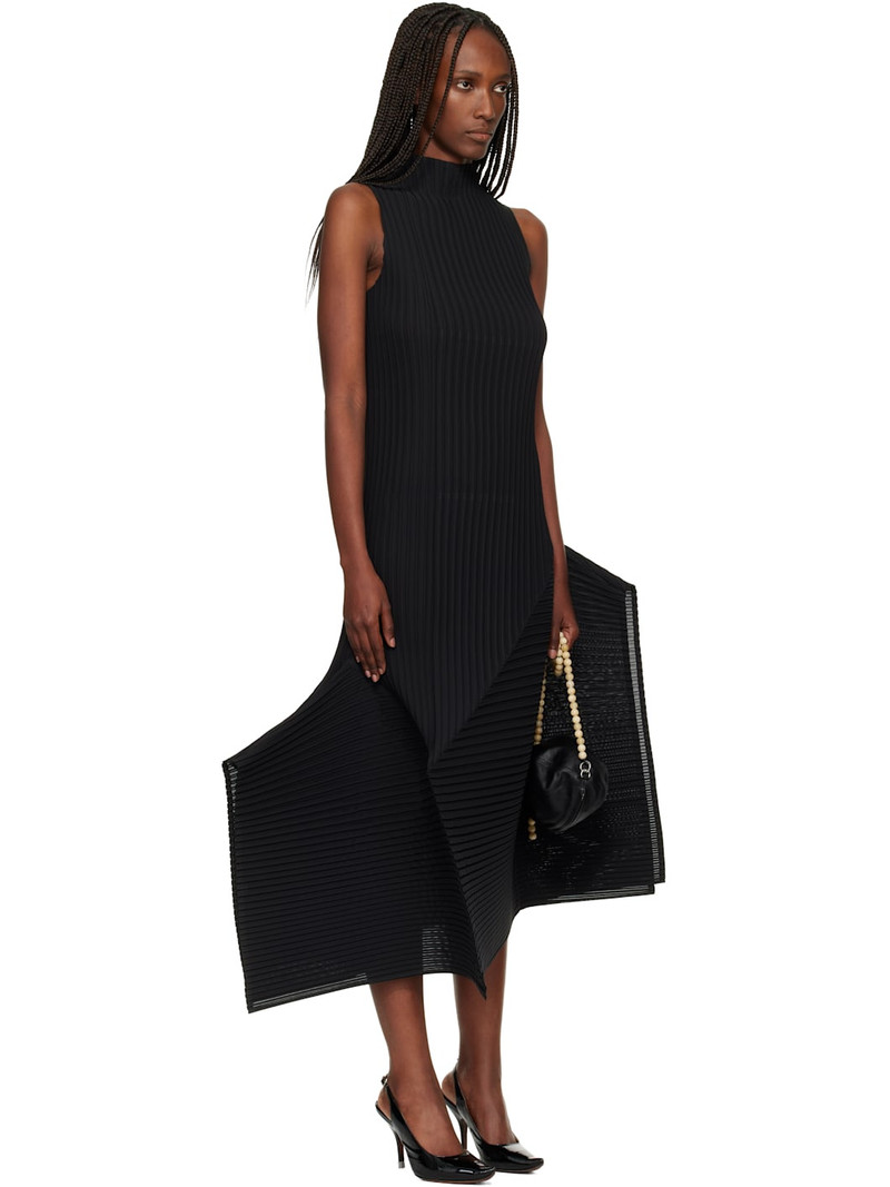 Black Fold Pleats Midi Dress 2