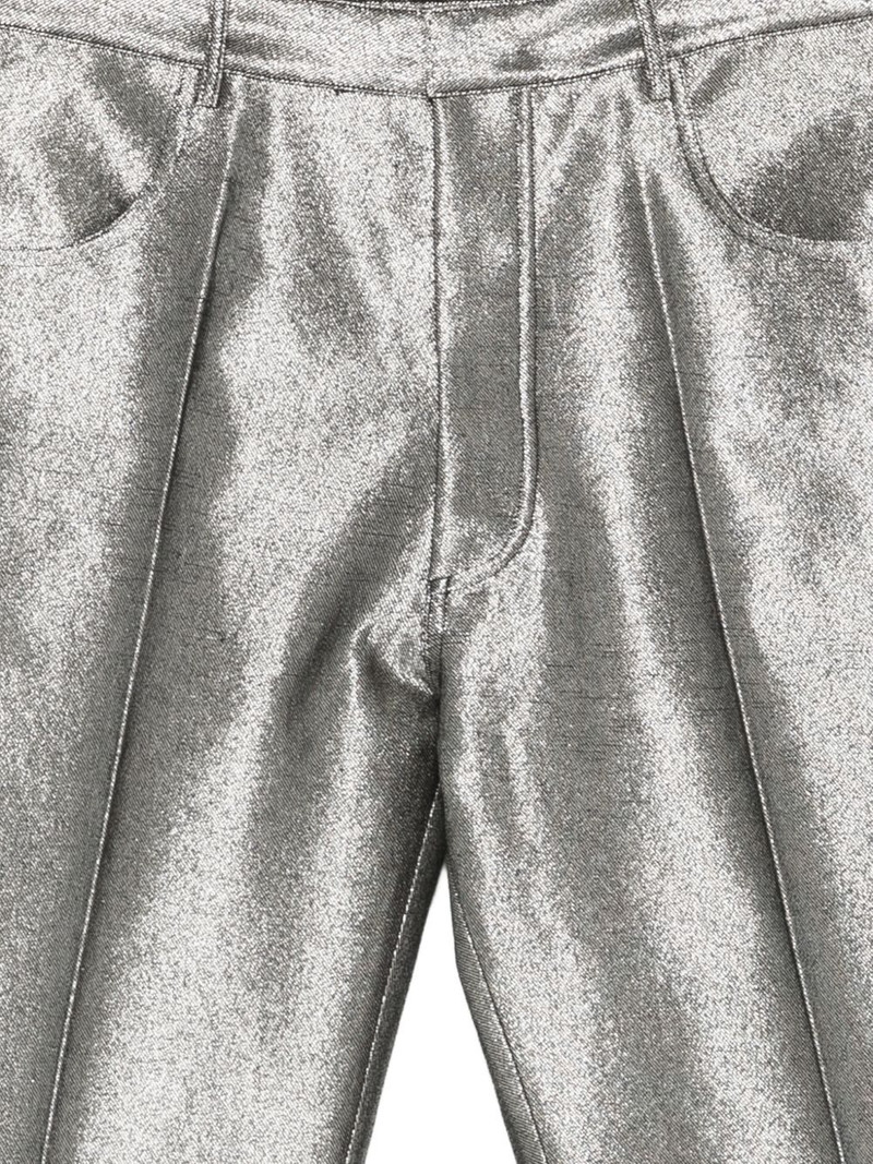 metallic-finish pressed-crease trousers 3