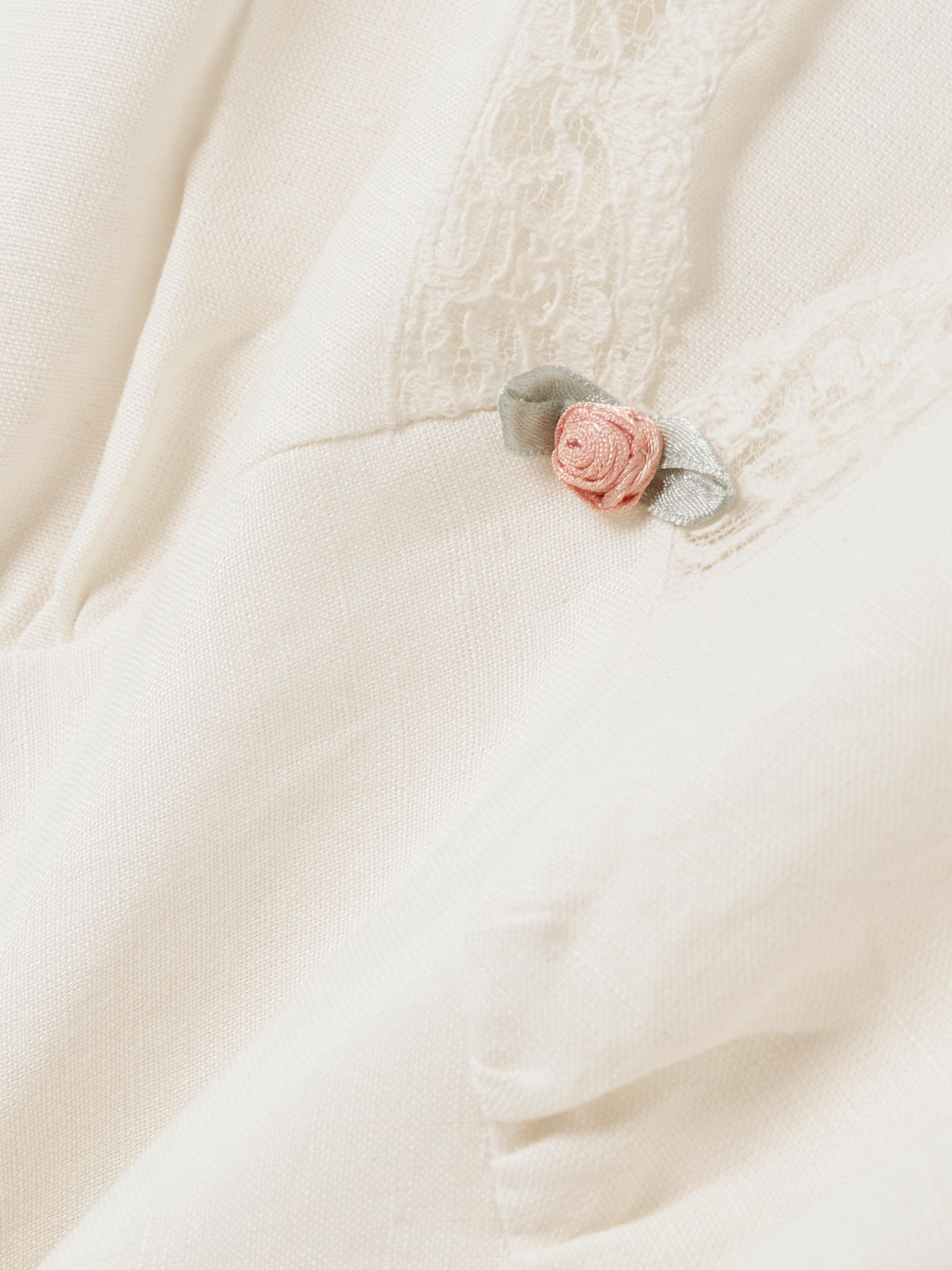 Clarice lace-trimmed linen-blend midi dress Cream - 4