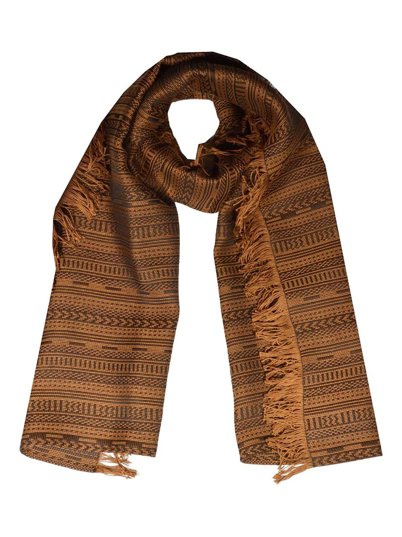 fringed patterned scarf 1
