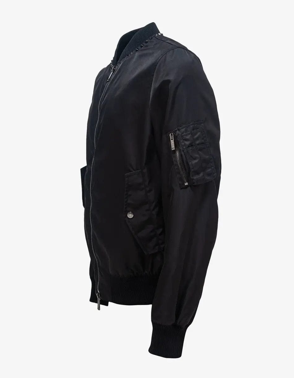 Valentino Black Untitled Stud Bomber Jacket - 5