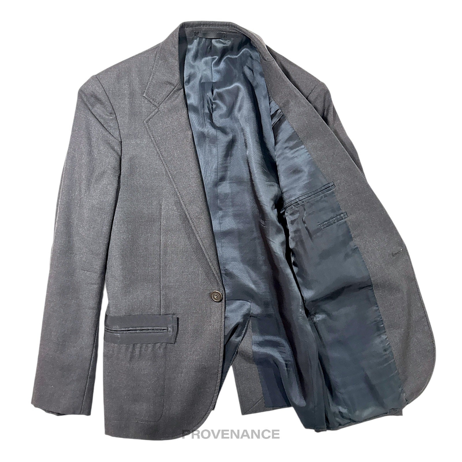Lanvin Grosgrain Trim Blazer Jacket Coat - Grey 36 46 - 2