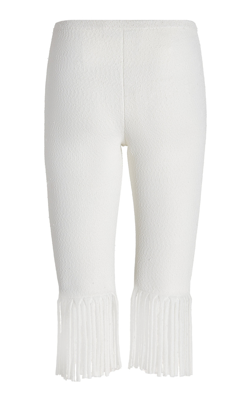 Fringed Textured-Knit Shorts white 3