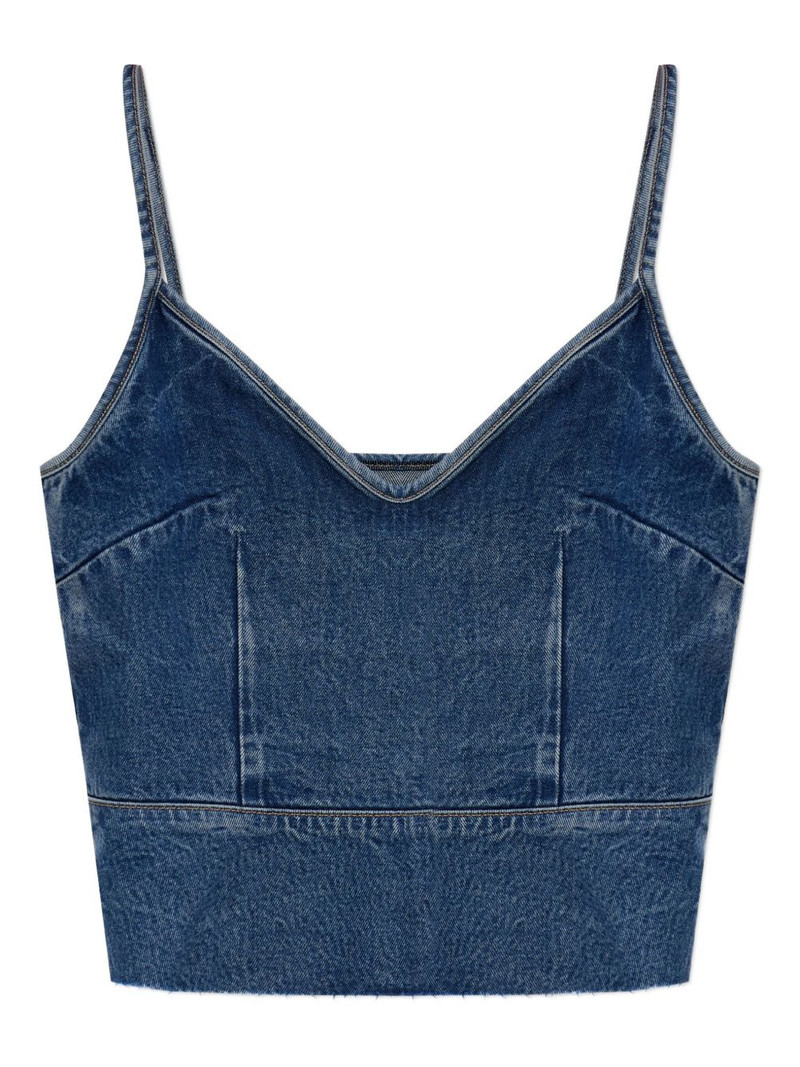 spaghetti-strap denim top 1