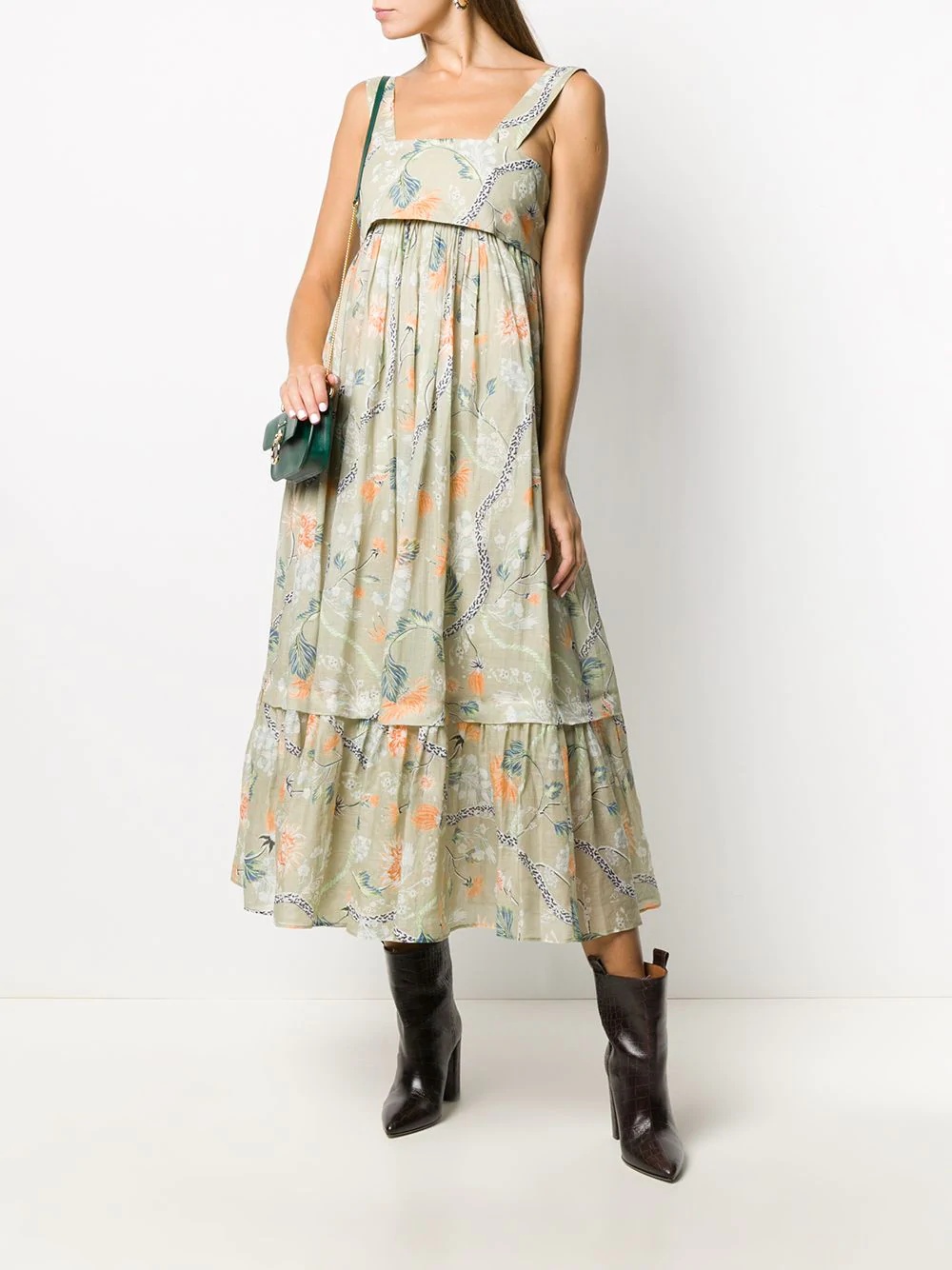 floral-print tiered midi dress - 2