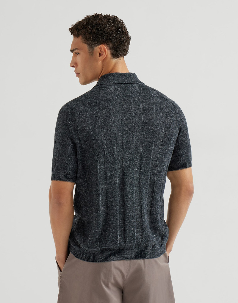 Linen and cotton textured rib short sleeve knit shirt 3