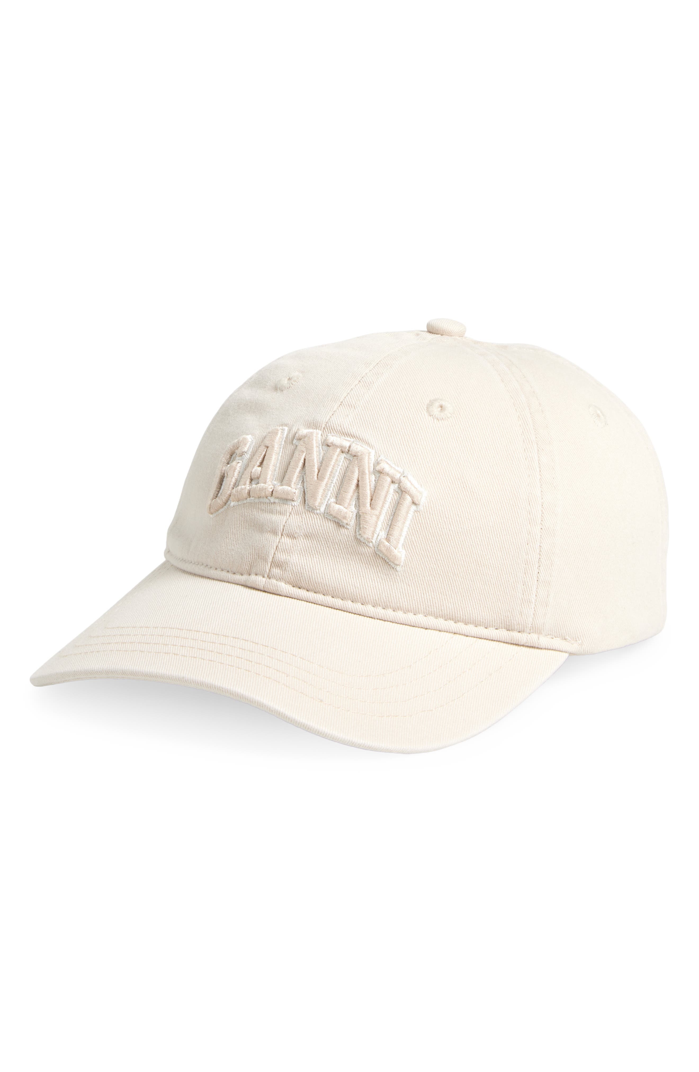 Ganni Washed Cotton Canvas Baseball Cap in Egret at Nordstrom - 1