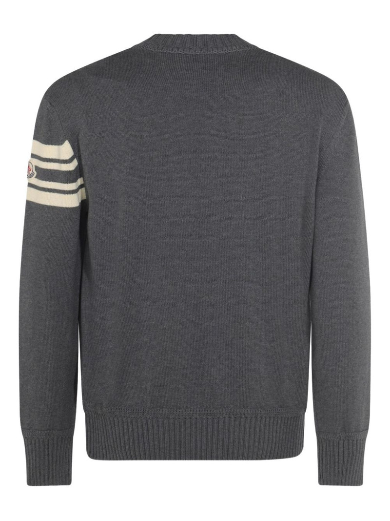 Moncler logo-embroidered striped-sleeve sweater outlook