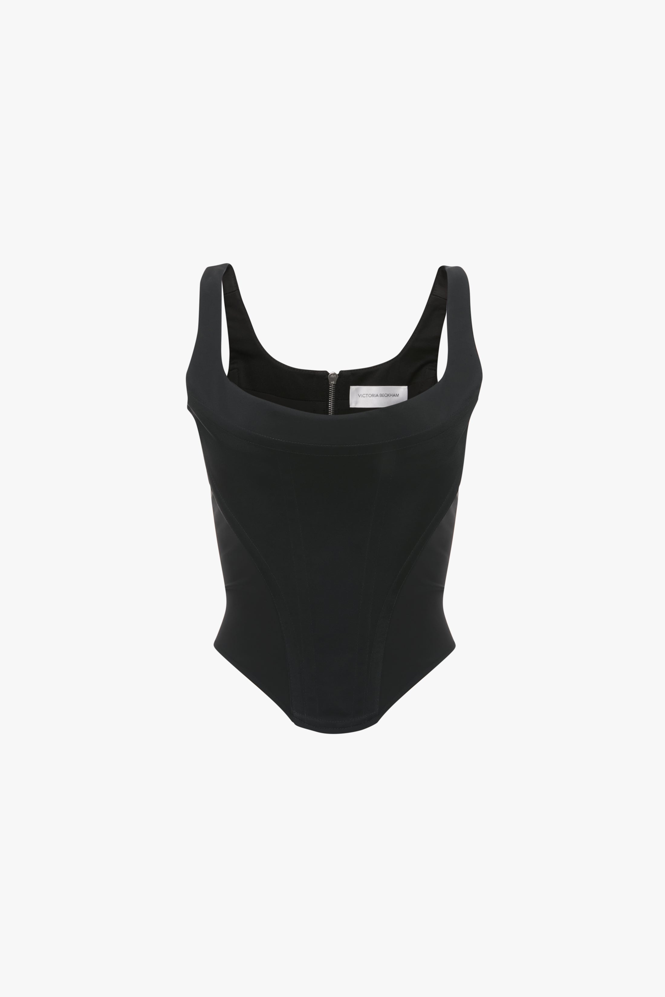 Side Panel Corset Top In Black - 1