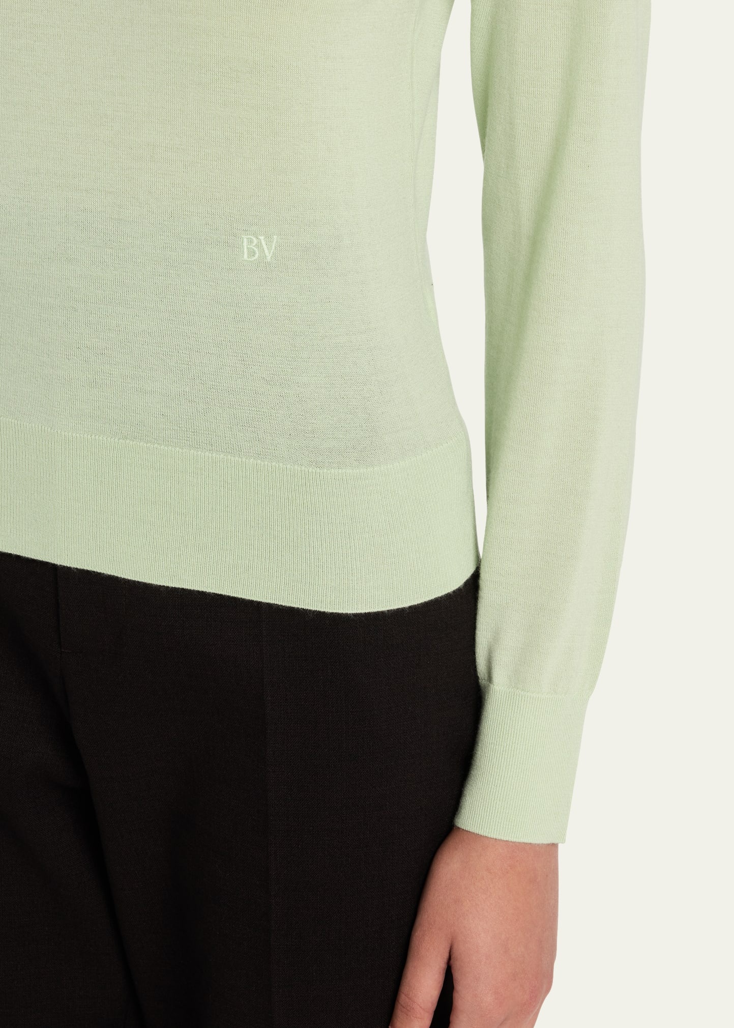 Long-Sleeve Fine Cashmere Polo Sweater - 5