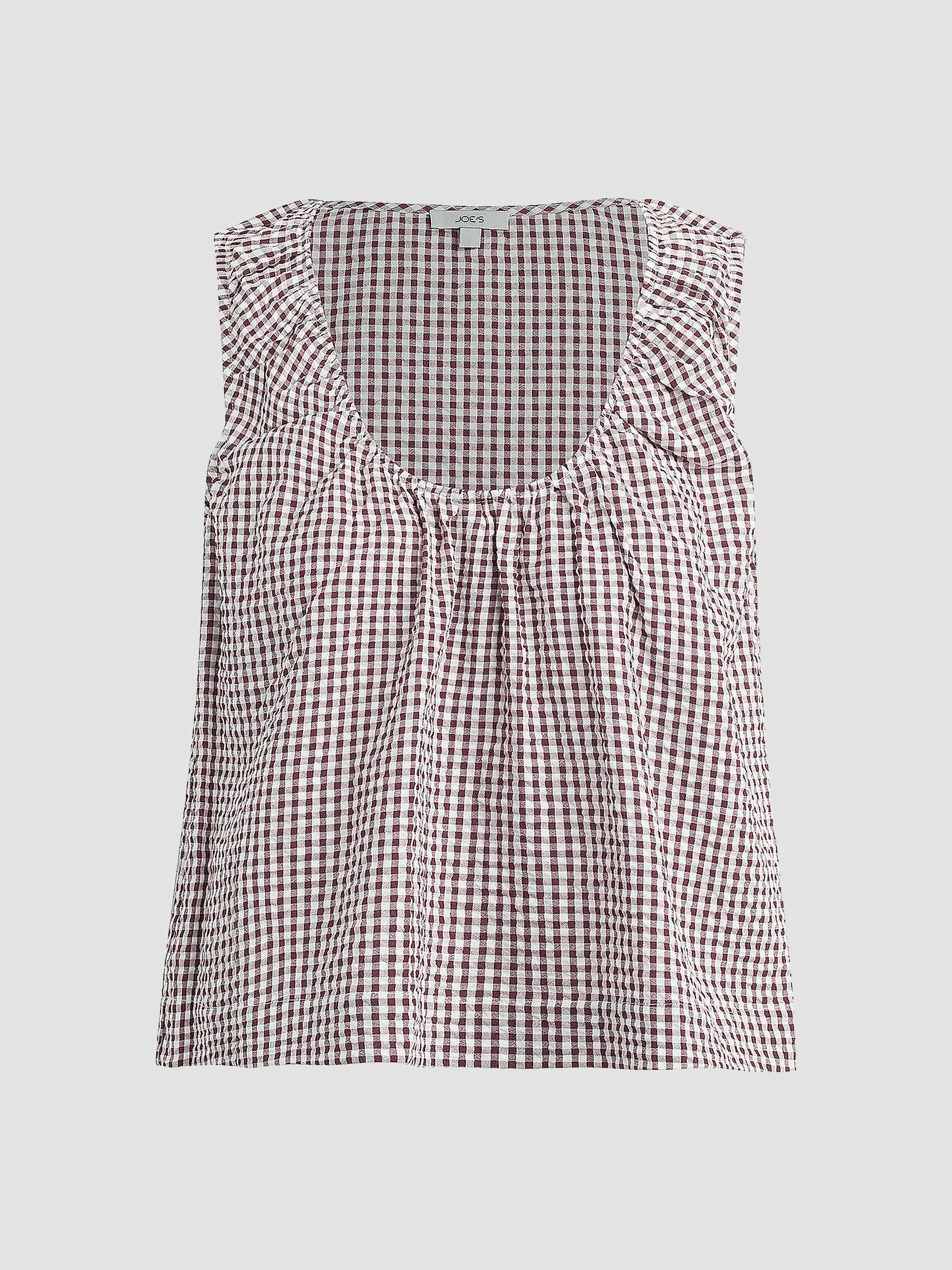 Women's Ana Gingham Cotton-Blend Sleeveless Blouse - Macchiato Gingham - 1
