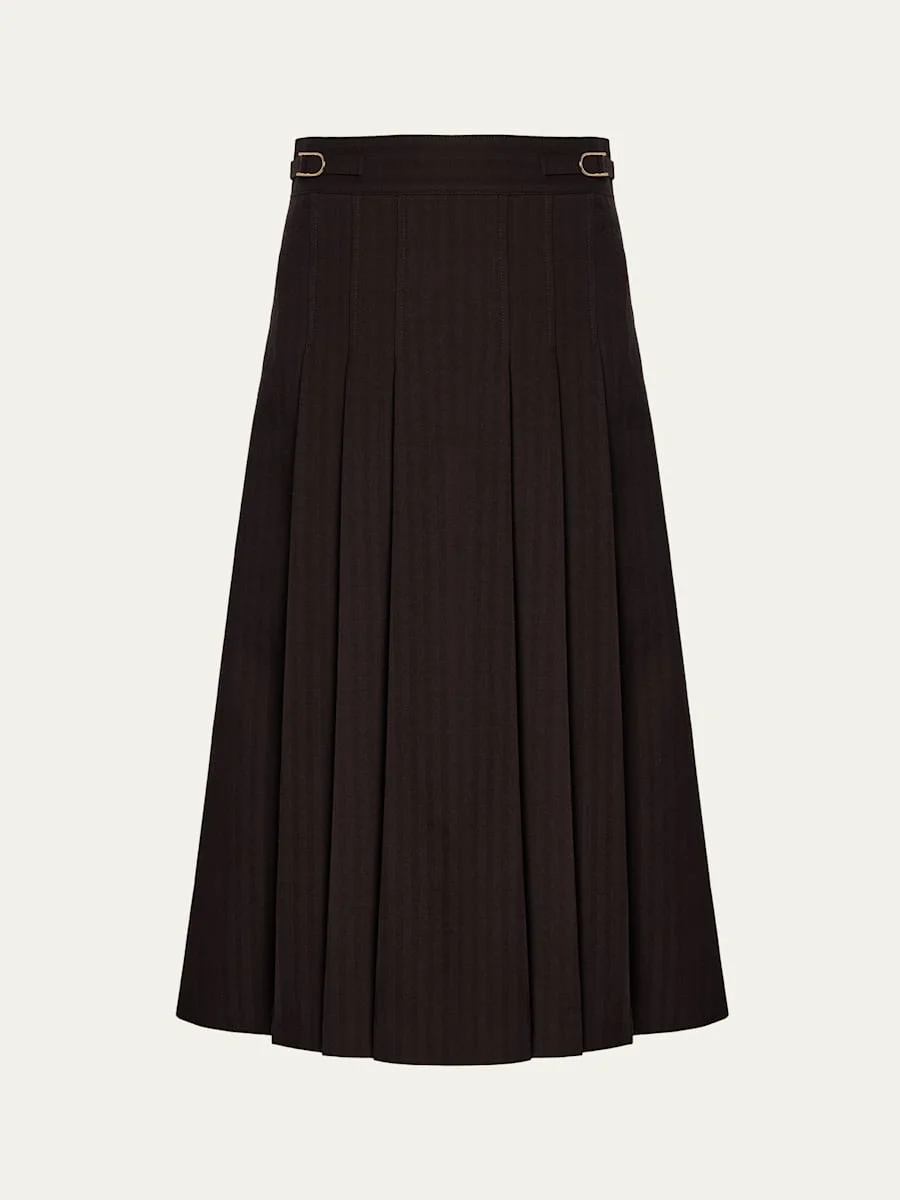 Wesley Striped Jacquard Pleated Midi Skirt - 1