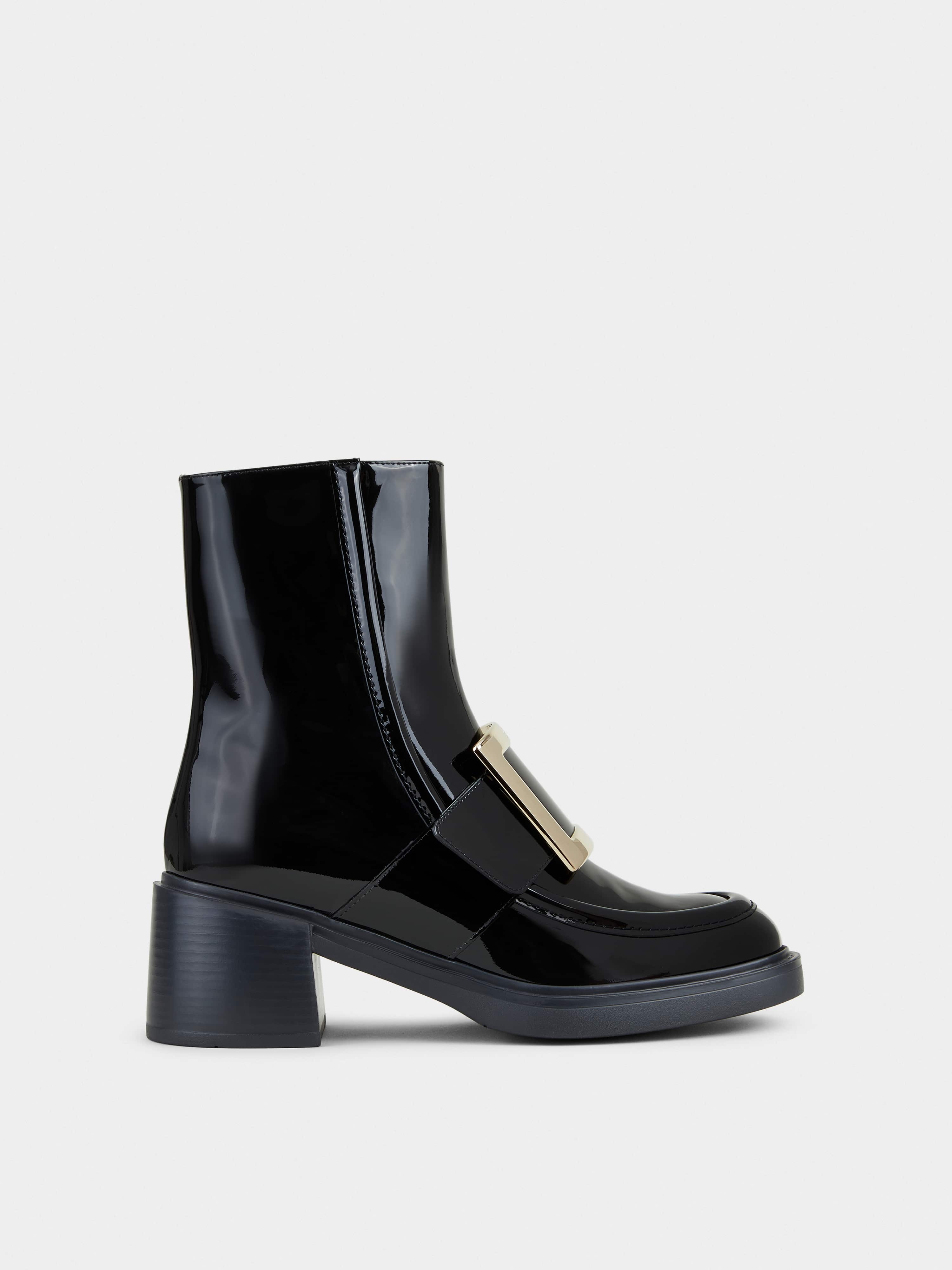 Viv' Rangers Metal Buckle Ankle Boots in Patent Leather - 1