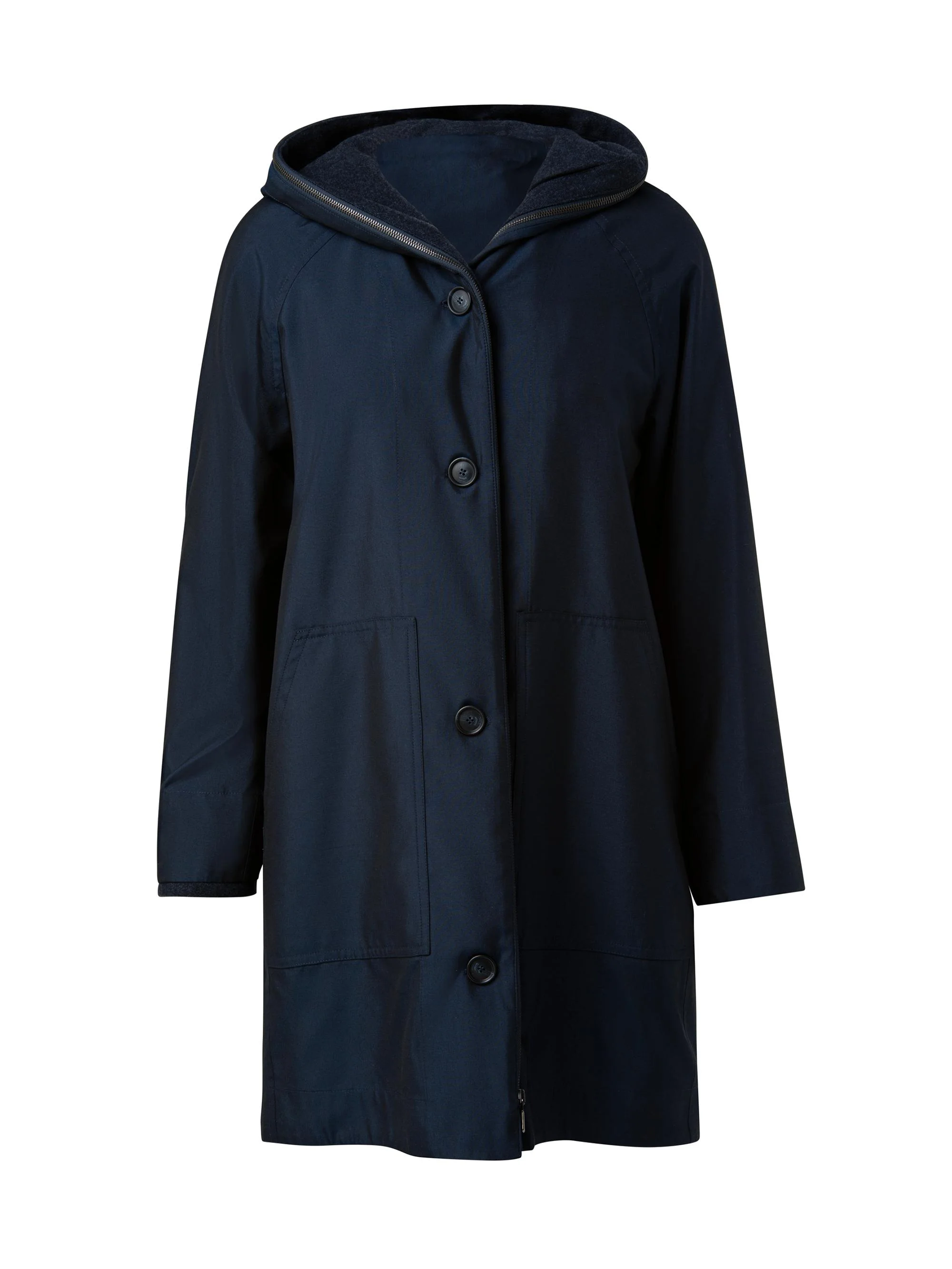 Women's Bellevue 2-in-1 Cashmere & Silk Poplin Short Coat - Navy - 1