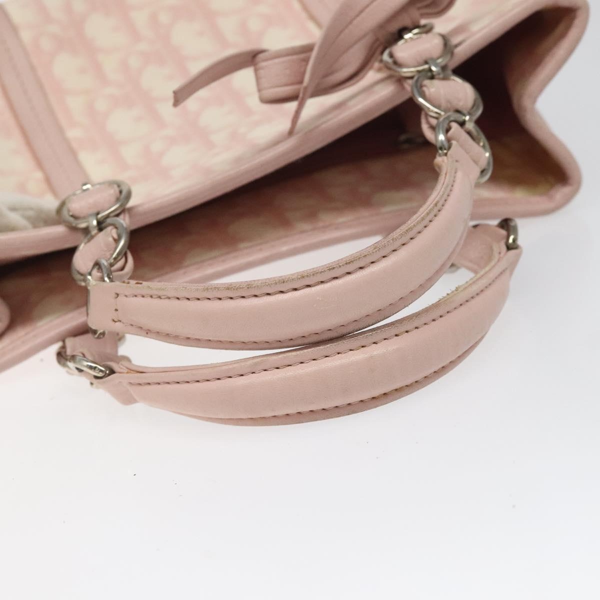 DIOR Trotter Canvas Romantic Hand Bag Pink Silver - 7