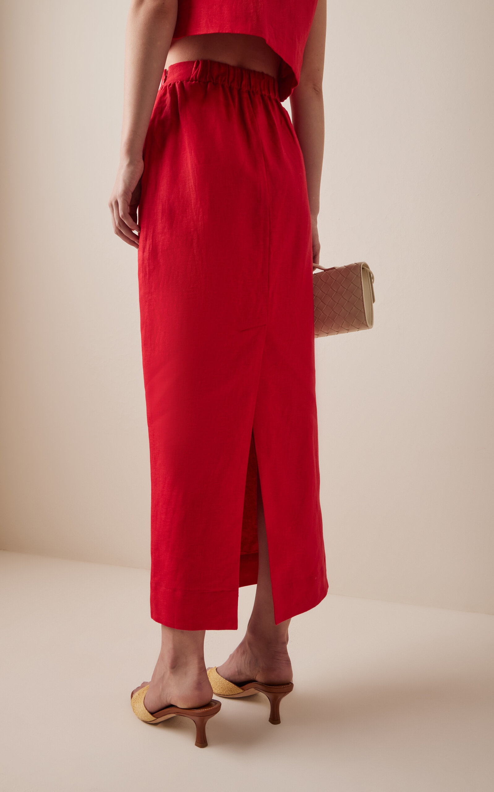 Bonnie Linen Pencil Skirt red - 4