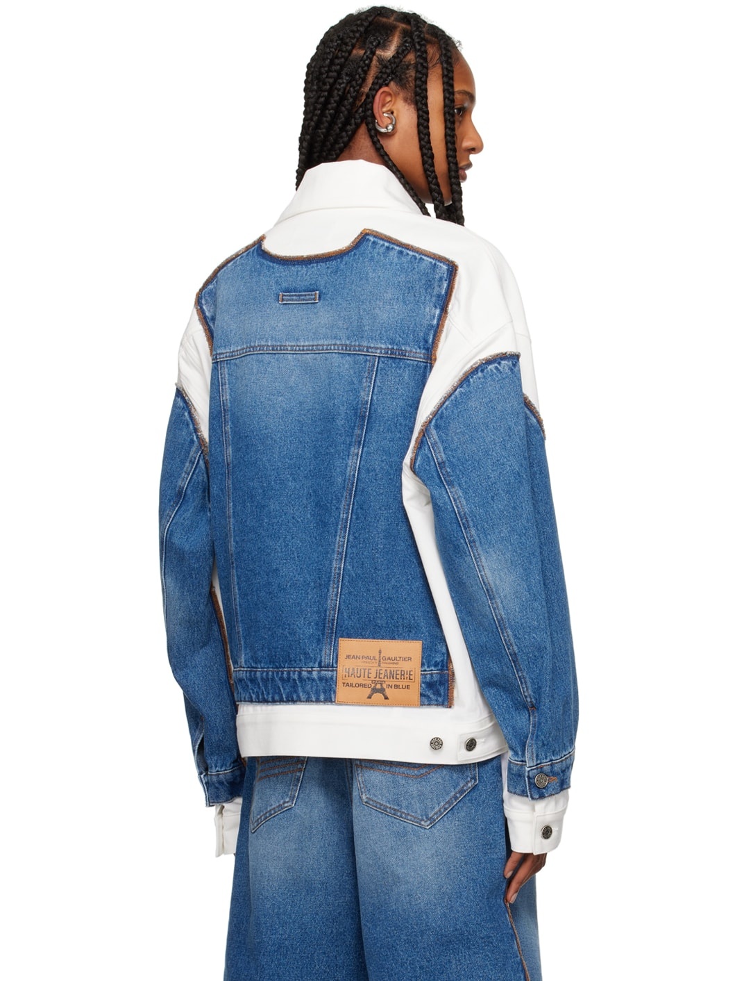 Blue & White 'The Trompe L'œil' Denim Jacket - 3