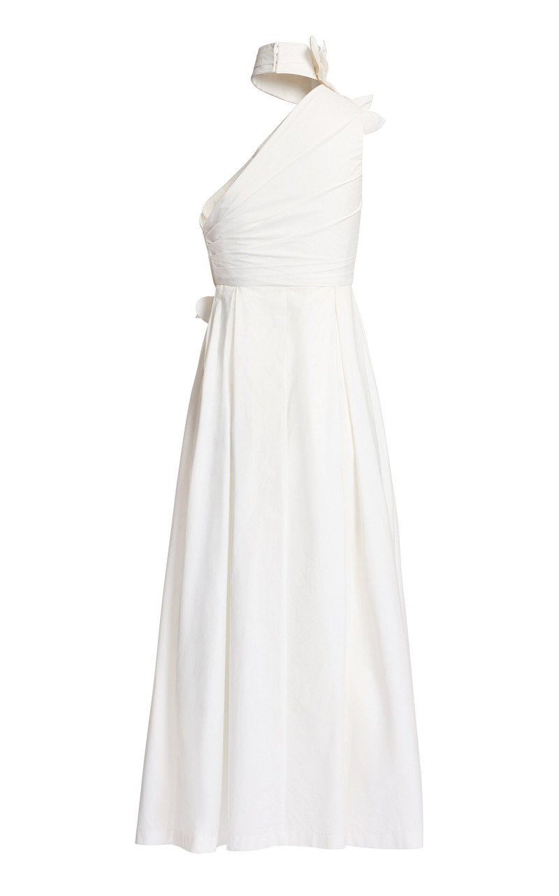 Floral-Appliquéd Cotton Poplin Maxi Dress off-white 6