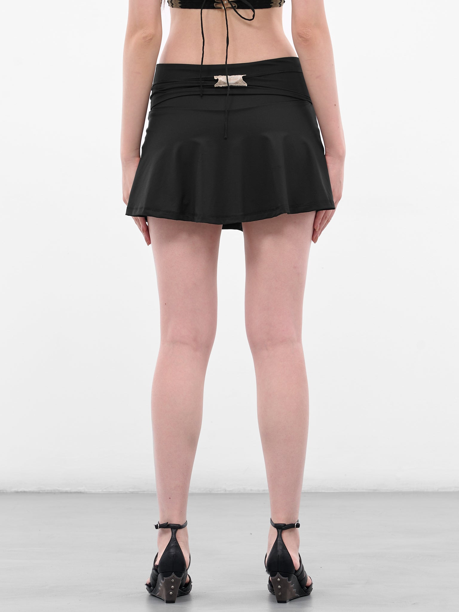 Black Fold-Over Mini Skort - 3