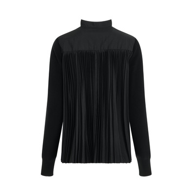 sacai Cotton Knit Cardigan in Black outlook