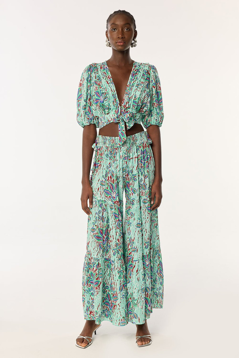 Poupette St Barth Pant Soledad - Mint Exotic Forest outlook