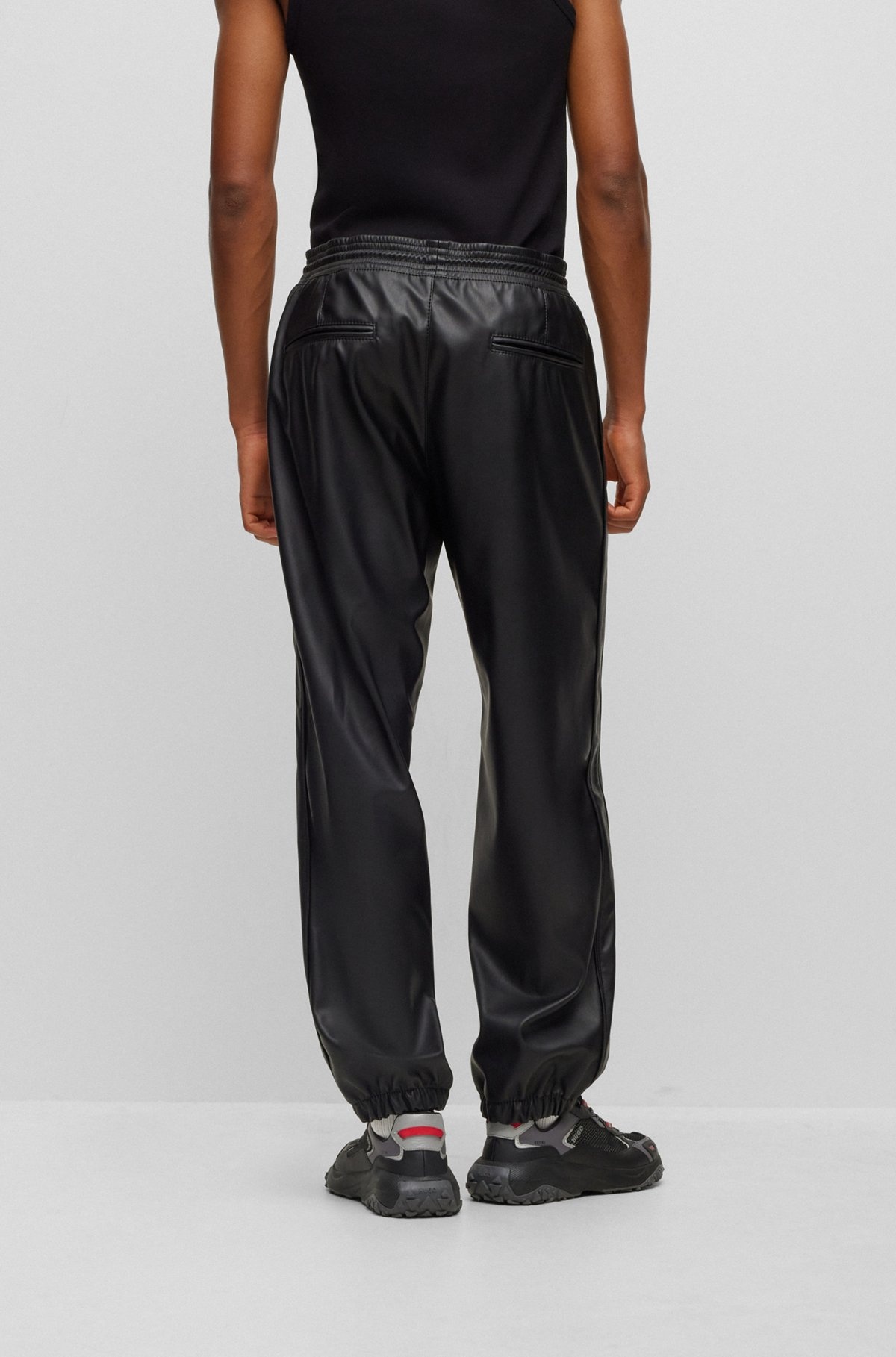 FAUX-LEATHER TRACKSUIT BOTTOMS WITH FRAMED LOGO - 4