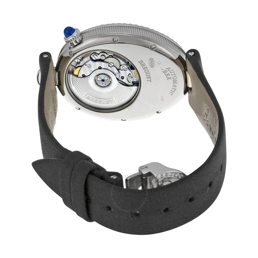 Breguet Reine De Naples Mother of Pearl Dial 18kt White Gold Diamond Black Satin Ladies Watch 8908BB - 3