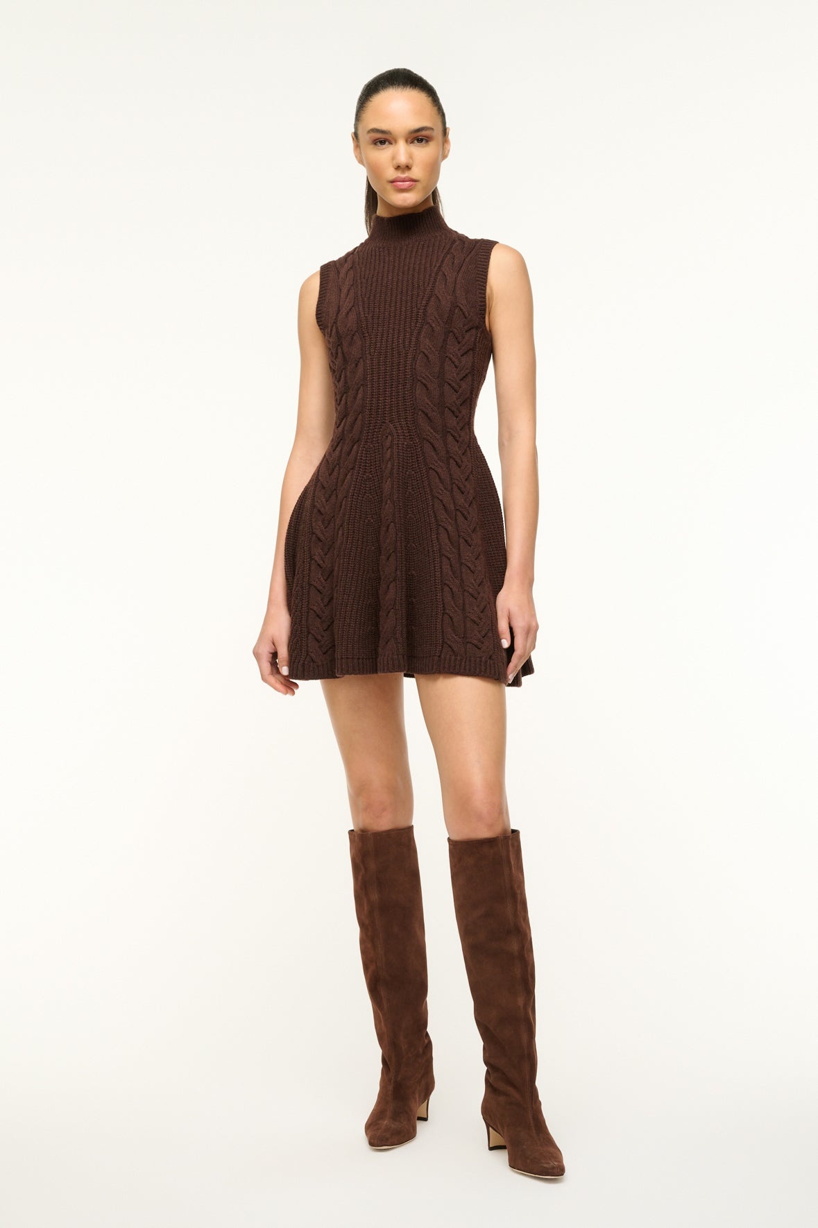 STAUD CHARADE DRESS DARK CHOCOLATE - 2