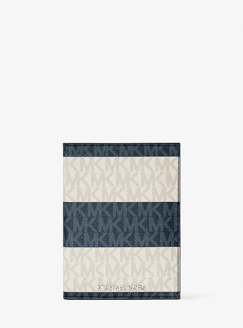 Jet Set Travel Medium Striped Signature Logo Passport Case 1