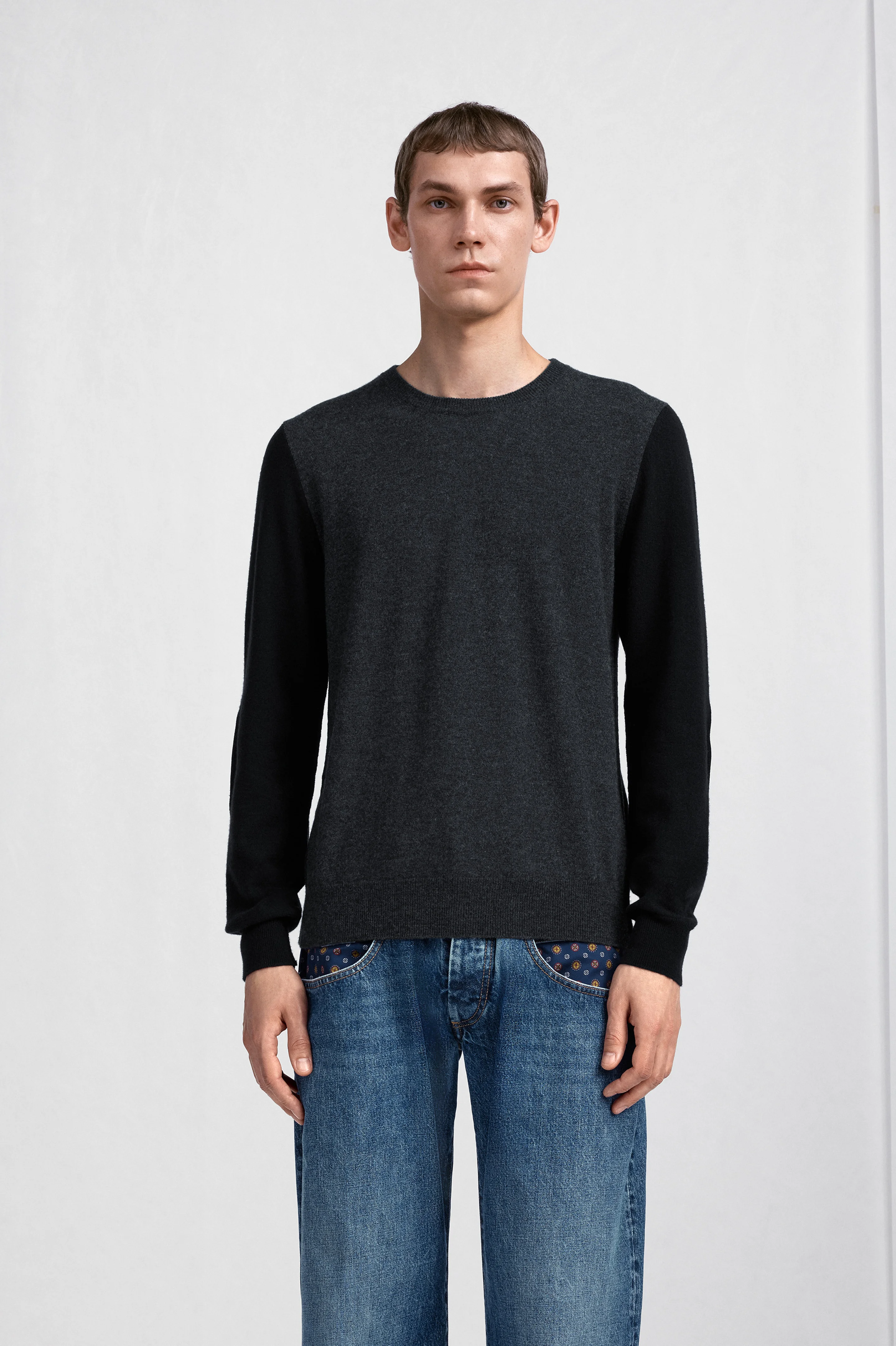 Two-Tone Wool Crewneck - 1