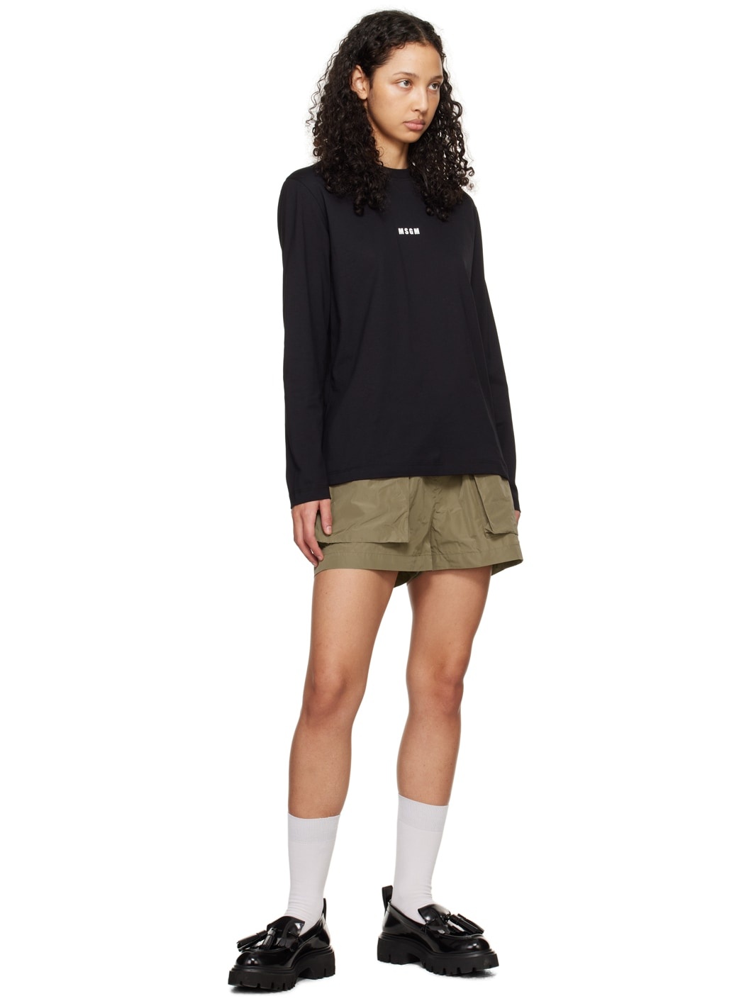 Khaki Drawstring Cargo Shorts - 4