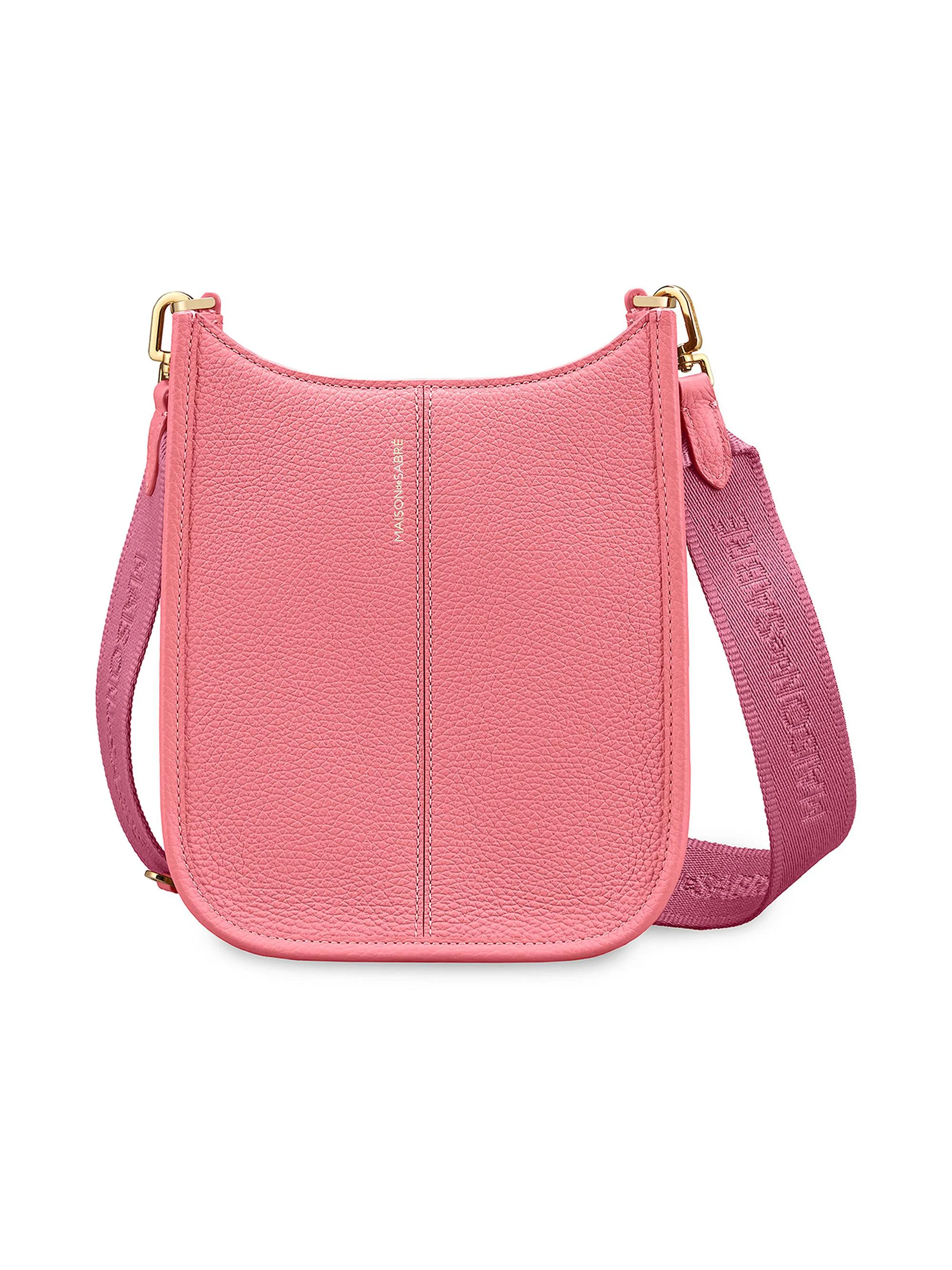 Women's Mini Leather Saddle Bag - Candy Pink - 1