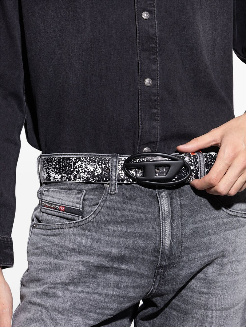 oval logo speckled leather belt 4