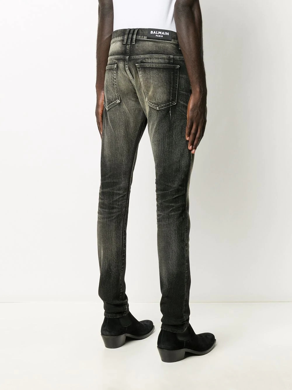 distressed detail slim-fit jeans - 4