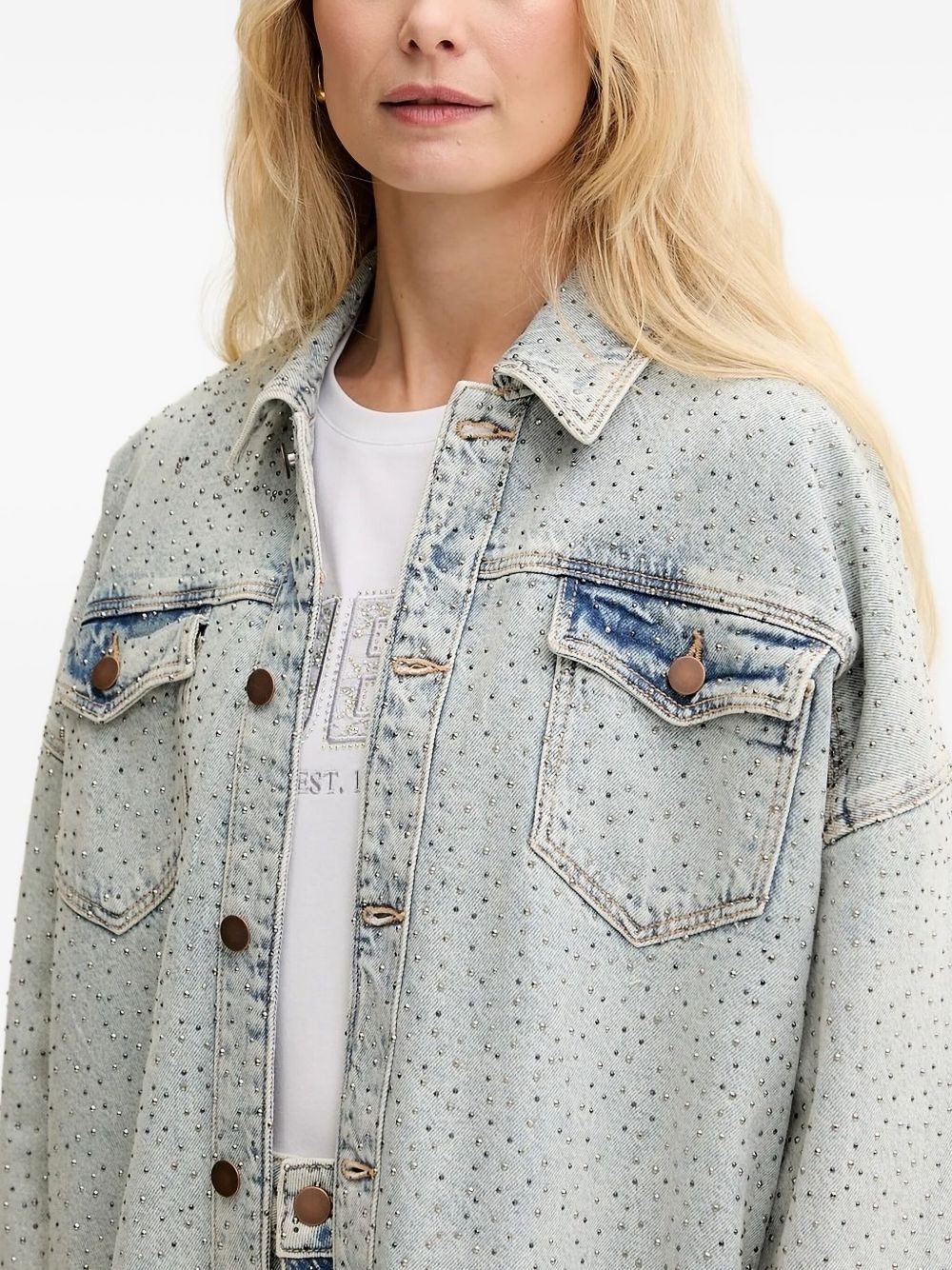 embellished frayed denim jacket - 4