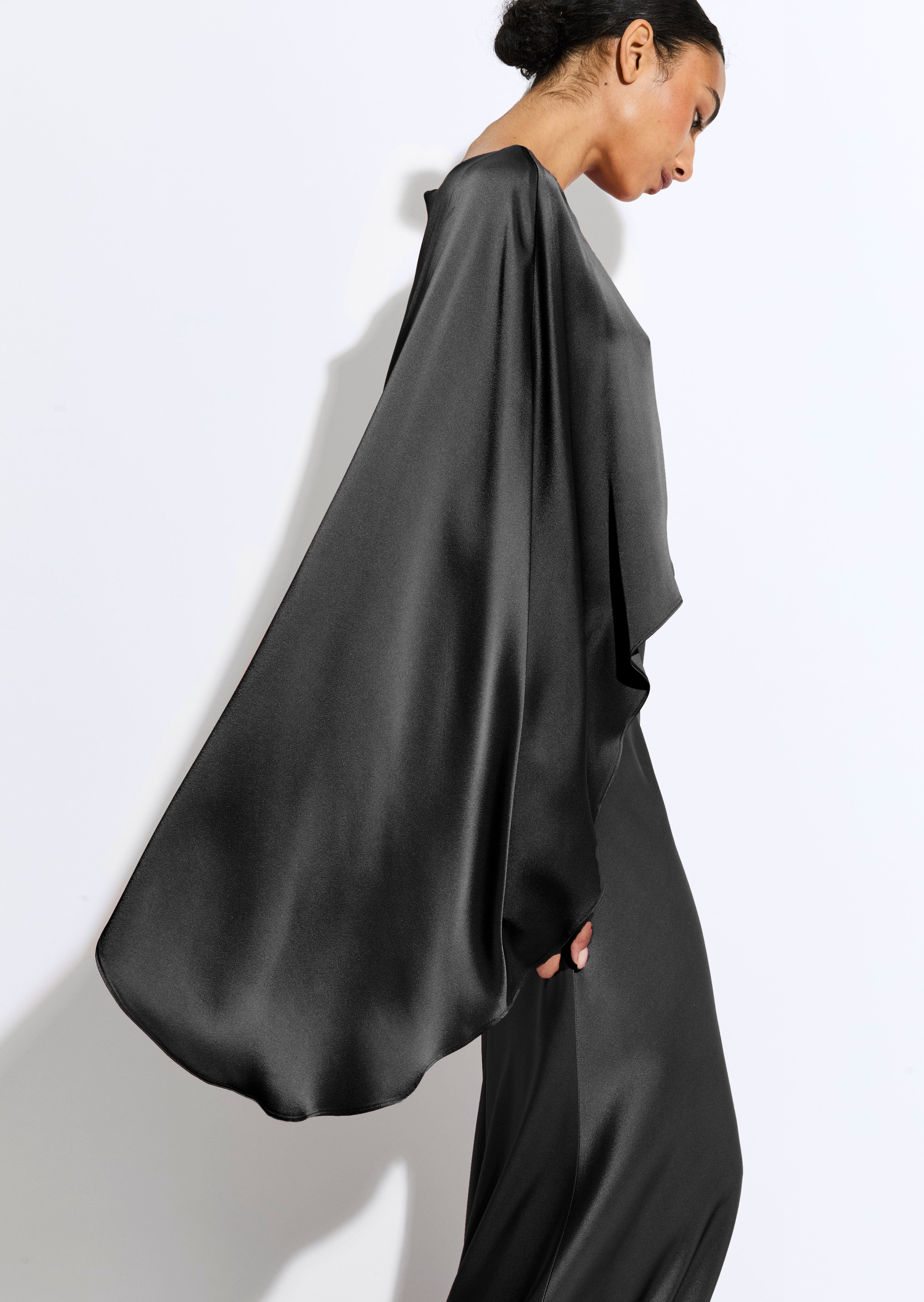 Satin Asymmetric Draped Gown - 4