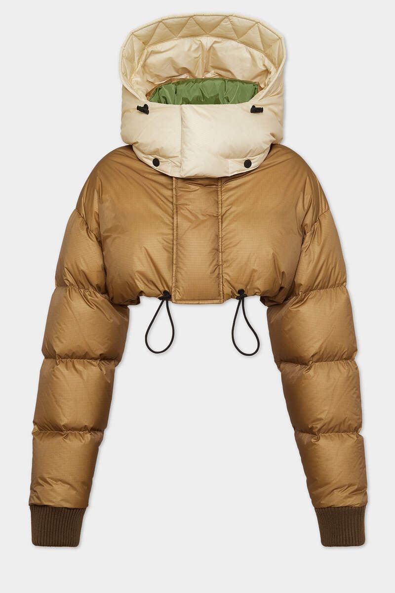 NYLON EXTREME CROPPED PUFFER HOODIE JACKET - 1