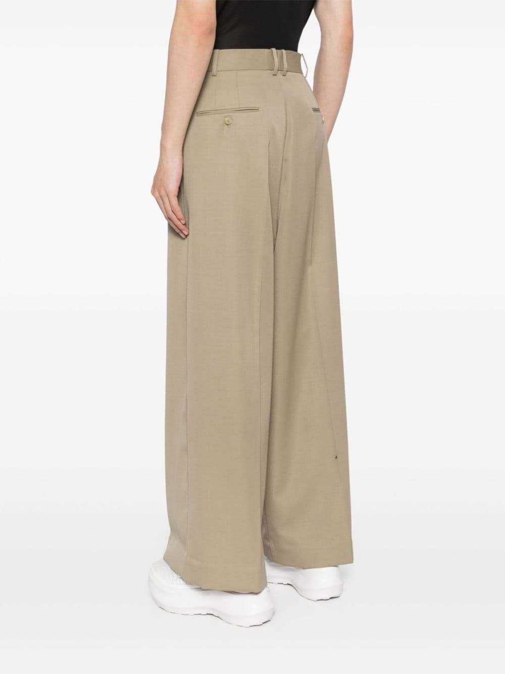 wide-leg wool trousers - 4