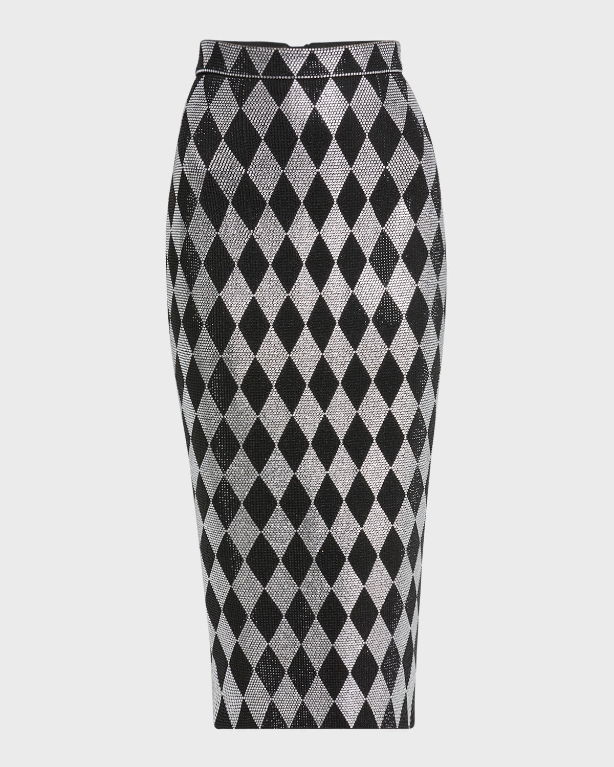 Diamond Print Crystal Embellished Midi Skirt - 1