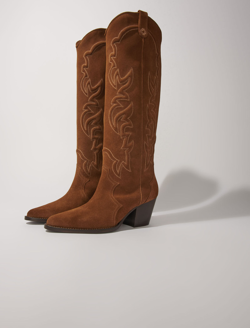Suede cowboy boots 7
