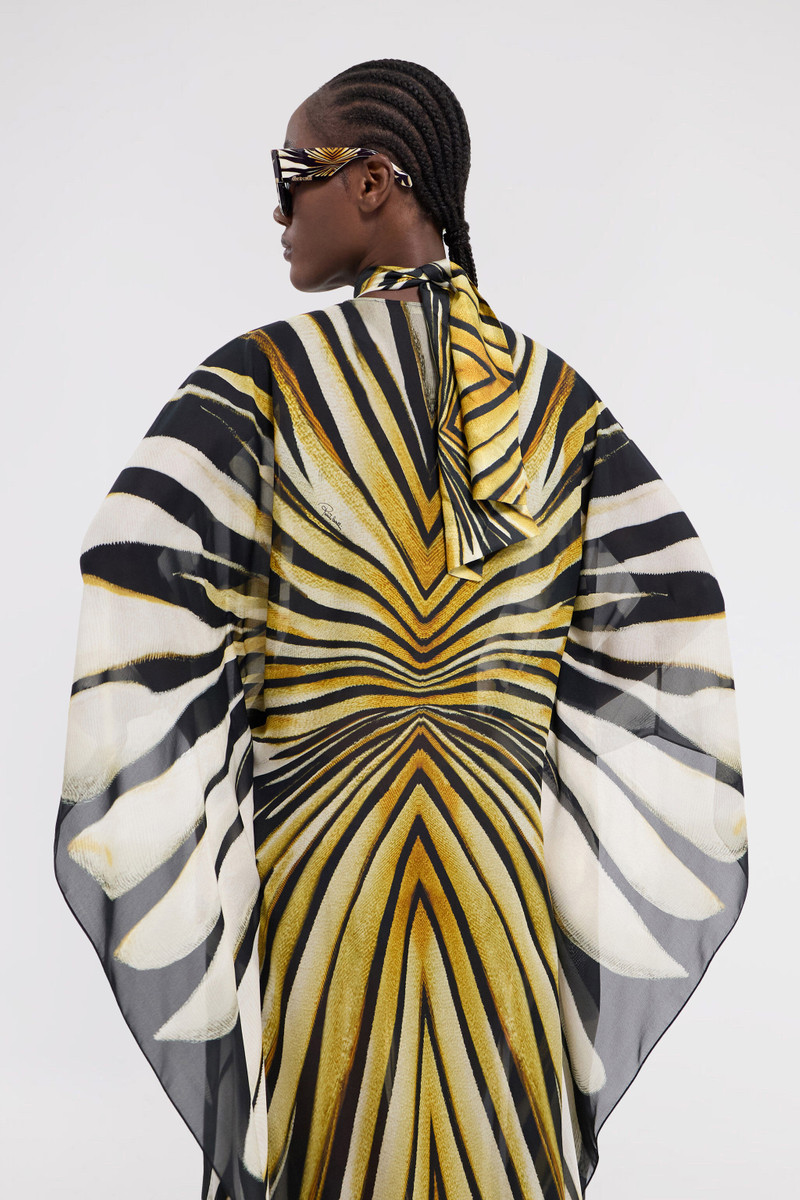 Ray Of Gold Print Silk Maxi Dress 6