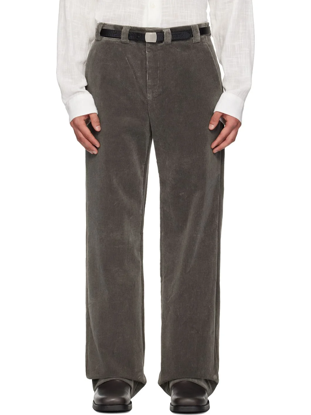SSENSE Exclusive Gray Corduroy Trousers - 1