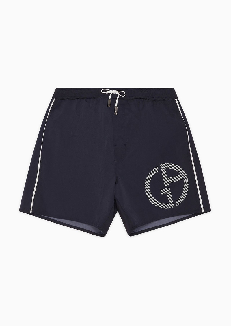 Swim trunks with contrasting oversized logo 1