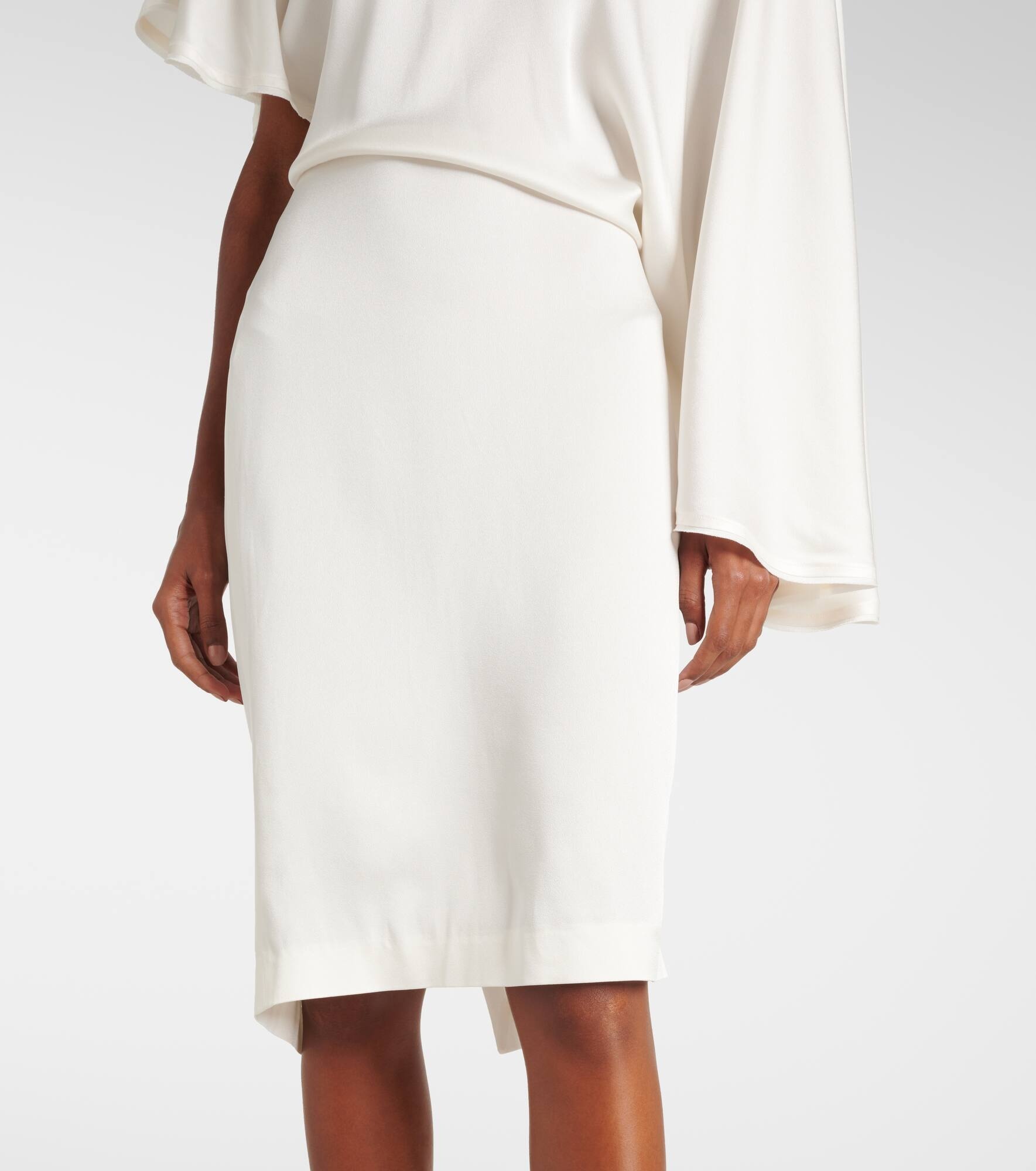 Asymmetric crêpe satin midi dress - 5
