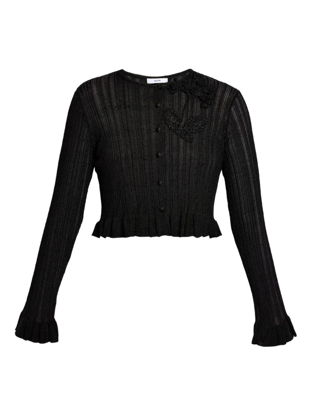 ruffle-detail cropped cardigan - 1