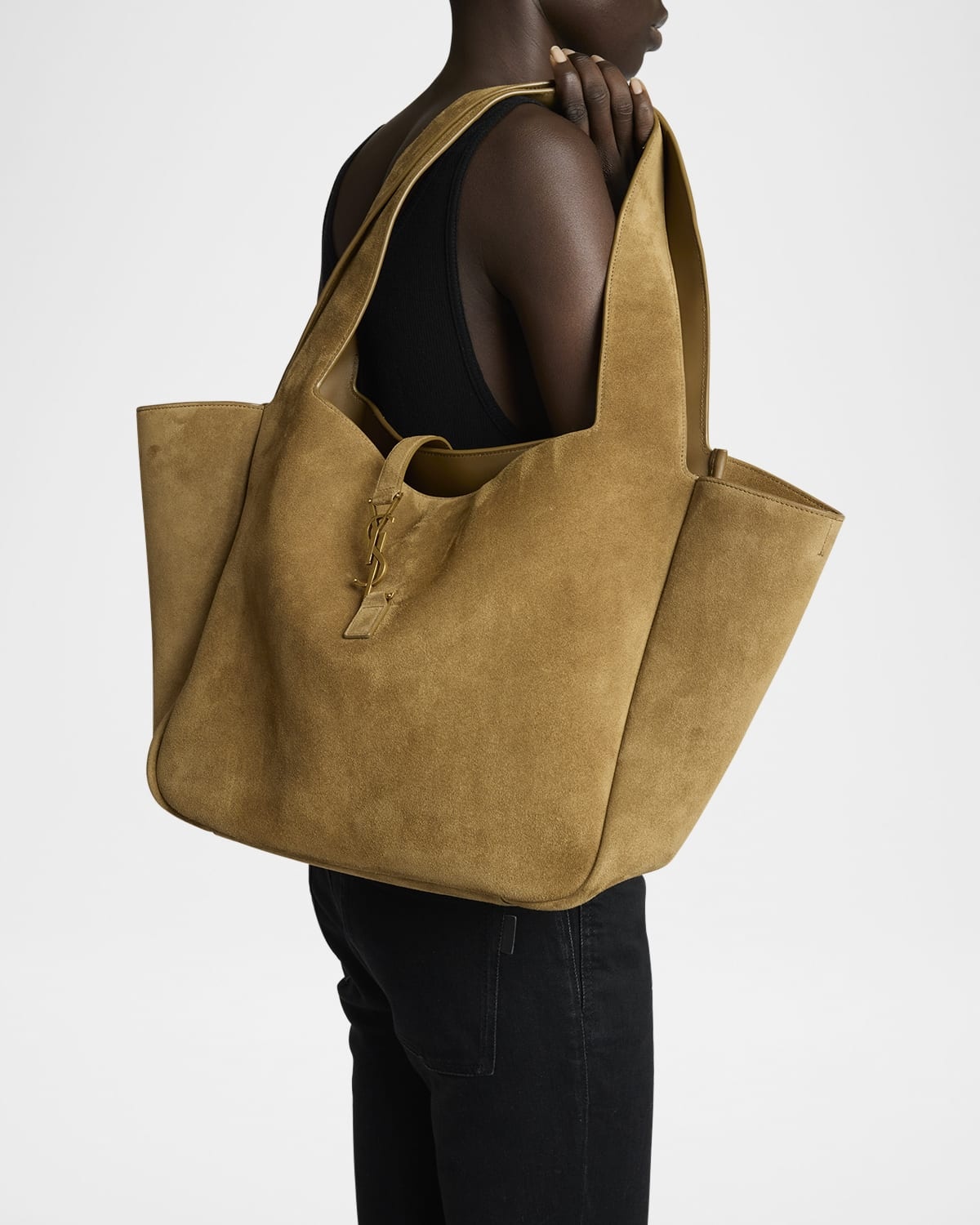 Bea YSL Cabas Tote Bag in Suede - 5